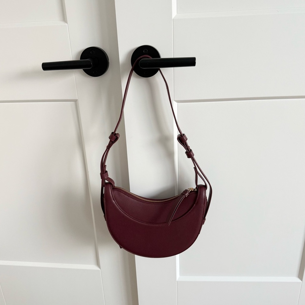 Burgundy Crescent Shoulder Crossbody Bag